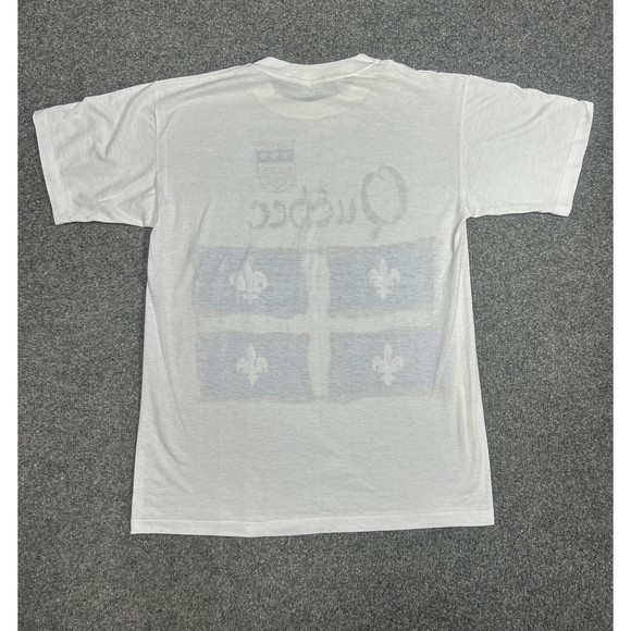 Vintage Quebec Puff Print White Graphic T-Shirt Single Stitch Size Medium - Picture 6 of 6